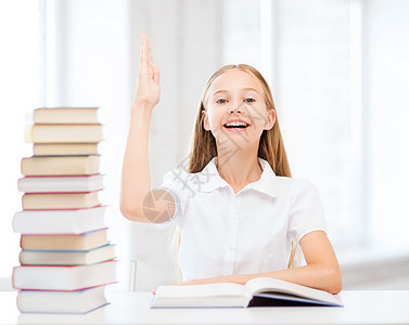 教育学校小学生女孩学校举手图片