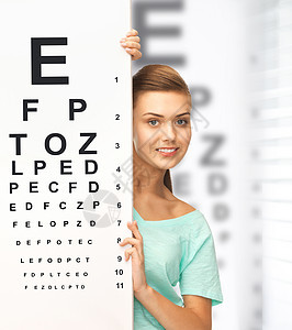 医学视觉戴眼镜的女人带眼图图片