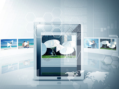 回放商业,技术视频演示平板电脑与视频播放器应用程序设计图片