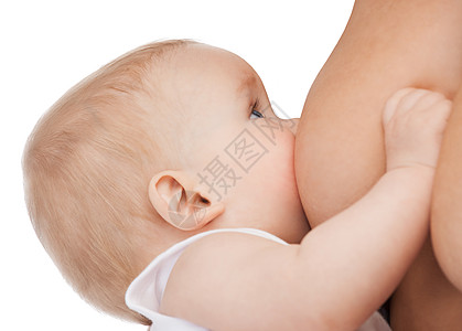 平静的母亲喂养可爱的婴儿的照片背景图片