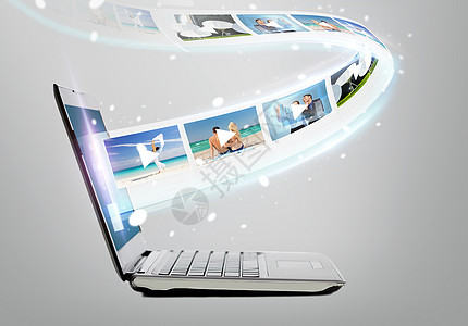 回放技术,互联网视频笔记本电脑与视频屏幕设计图片