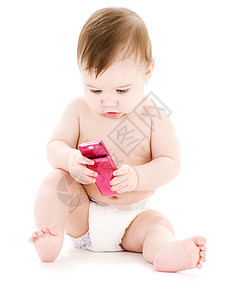婴儿玩手机图片