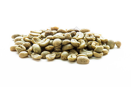 绿色咖啡豆堆白色上图片