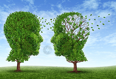 阿尔茨海默症两棵树的形状表现阿尔茨海默病生活背景