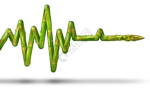 健康的生活理念与芦笋蔬菜的形状为心电图EKG生命线,个医学象征,吃好食物锻炼身体,为人类健康健身白色背景背景图片