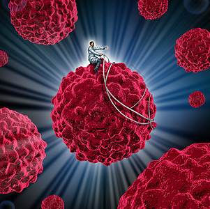 癌症管理治疗癌细胞种医学,医生引导恶细胞远离人体,治疗预防致命疾病研究的标志图片