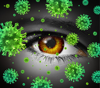 眼睛感染种传染的眼部疾病,感冒流感症状中传播病,传播危险的传染细菌细菌背景图片