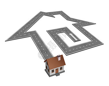 家庭寻找梦想的房子,条道路,形状为所房子,导致家庭住宅,房地产服务的象征购买家庭住宅的指导图片