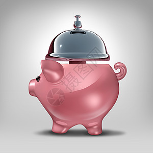 银行服务种储蓄罐,形状为招待服务钟,良好的银行客户服务的象征,为金融客户提供储蓄建议贷款解决方案图片