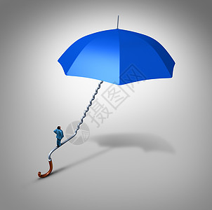 职业工作保障路径保护员工攀登蓝色伞柄形状为楼梯路径商业隐喻财务象征的工作保障覆盖支持图片