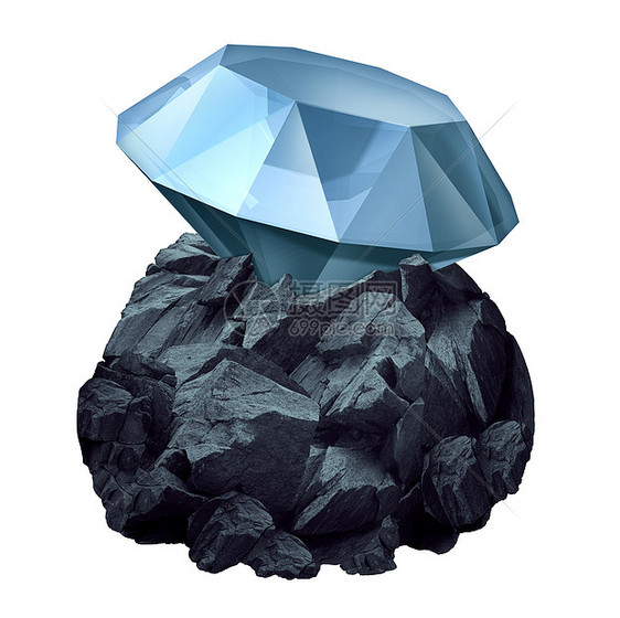 钻石毛坯中颗闪亮的珍贵宝石隐藏块锯齿状的岩石中,商业象征人物,隐喻着发现未来成功的潜力内的价值力量图片