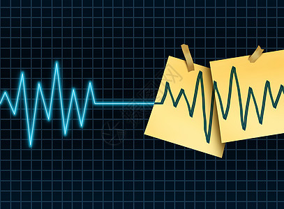 生命延伸种医学医学科学符号,用于减缓逆老化过程,如EKGECG生命线死亡平线,并附磁带的办公笔记,延长病人背景图片