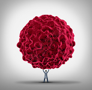 癌症医生癌症治疗的,名专科医生,举个巨大的癌细胞保健治疗的象征,以抗人体的恶肿瘤背景图片