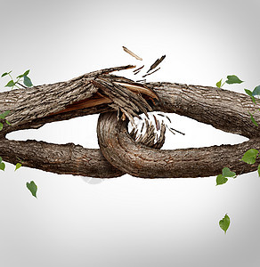 断链断开的符号两个同的树干捆绑连接,脆弱的脆弱,链接打破失信任信仰的隐喻分离离婚破裂的关系图片