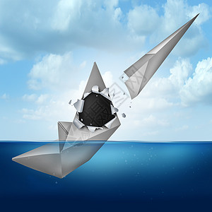 平商业应急计划的,艘下沉的船纸船,折纸飞机出现,逃避失败未来成功的机会的隐喻图片