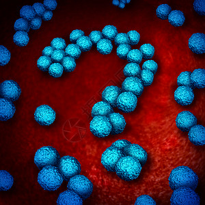 超级细菌感染问题多重耐药菌MRSA医疗保健抗菌药物耐药健康风险符号细菌感染的三维图示,内部问号图片