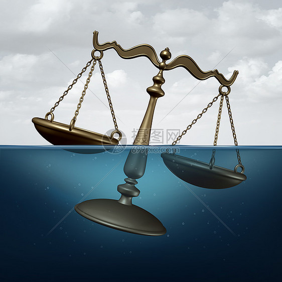 法律麻烦司法问题象征着司法淹没水中的规模,法律法规问题的隐喻图片
