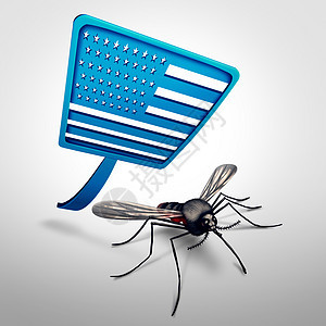 齐卡美国的蚊子被苍蝇拍种危险的病,医疗健康危机公共健康关注虫害控制与三维插图元素图片