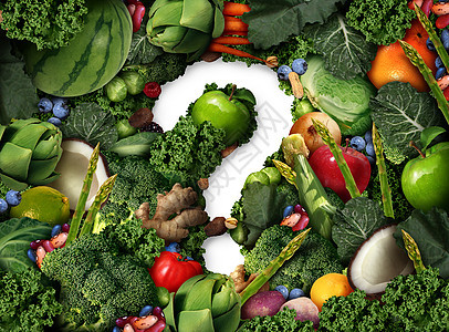 健康食品问题绿色饮食的,新鲜水果蔬菜坚果豆类浆果的形状,良好的高纤维饮食的象征,并以3D插图风格提供图片