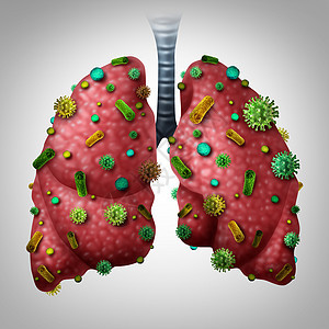 肺炎感染医学人类肺部感染病细菌肺部疾病的诊断与三维插图元素图片
