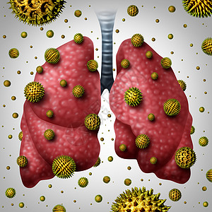 肺过敏医学人类肺与空气中的花粉粒感染呼吸器官哮喘触发过敏反应符号与三维插图元素图片