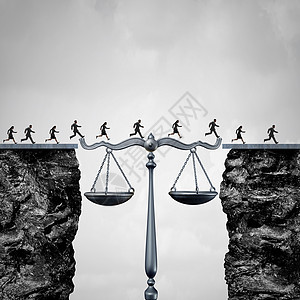 法律律师解决方案的群律师企业商人女商人司法规模的帮助下跨越两个悬崖,法律服务成功的桥梁与三维插图元素图片