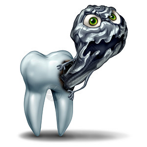 牙腔怪物的,个腐烂的特征,代表牙齿腐烂,牙科健康牙科护理的象征,口腔卫生的风险牙齿上长出蛀牙的危险,个插图片