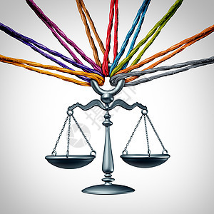 社区法律集体诉讼诉讼法律援助代表社会正义共同合作的同绳索,以3D插图元素提供司法咨询图片