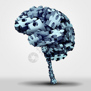 大脑拼图神经心理健康符号神经学心理学图标三维插图拼图,形状为人类思维器官,精神记忆问题学障碍图片