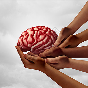 神经内科健康小护理同的手,着人脑个队心理隐喻与三维插图元素图片