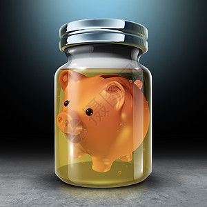保存金钱财政储蓄长期预算经济规划的,个储蓄罐个装满甲醛液体的罐子3D渲染图片