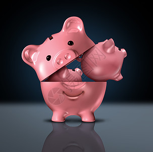 小投资者的金融小投资小猪银行大银行出来财富建设隐喻3D渲染图片