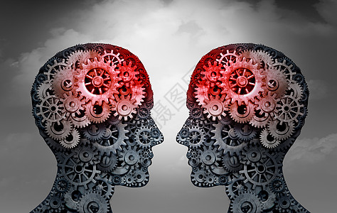 两个看书的人心灵感应心灵阅读心理学心理联系心灵感应的人象征着脑电波进行交流,三维插图设计图片