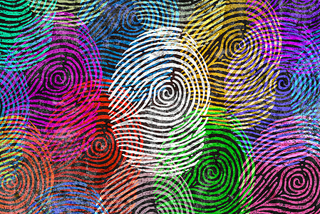多样身份隐私个人私人数据符号同的指纹指纹图标人口普查人口三维插图风格图片