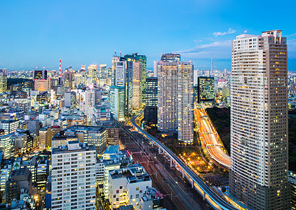 东京城市景观市中心办公室天际线摩天大楼黄昏日本图片