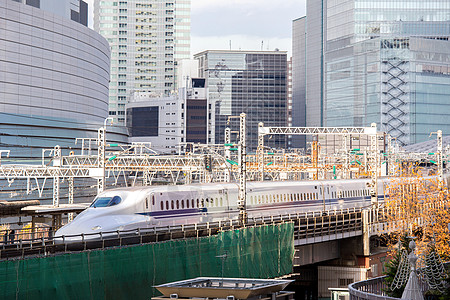 铁路与天际线Yurakucho附近的银座东京日本运输背景图片