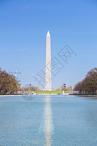 林肯纪念堂新反射池中华盛顿纪念碑的倒影高清图片