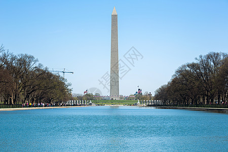 林肯纪念堂新反射池中华盛顿纪念碑的倒影图片