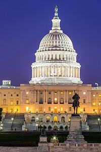 华盛顿夜景建筑美国国会大厦黄昏,华盛顿特区,美国背景