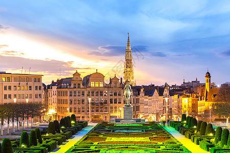 布鲁塞尔城市蒙特斯艺术黄昏,比利时图片