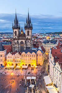 旧城镇广场黄昏布拉格,捷克共国图片