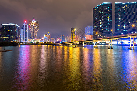 金光大道黄昏时澳门城市景观天际线莫考现中国的部分背景