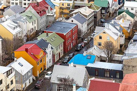 冰岛首都雷克雅未克市的鸟瞰图图片