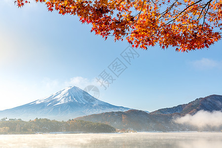 mt富士秋季KawaguchikoKawaguchi湖与雪日本图片