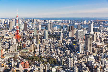 东京塔与天际线东京日本图片