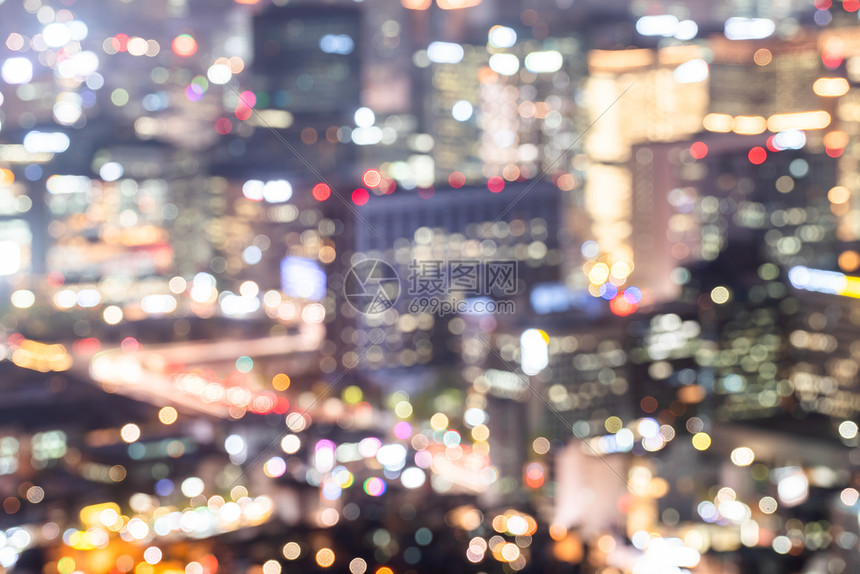 首尔市中心模糊的背景韩国首尔市中心城市景观夜景的抽象模糊背景图片