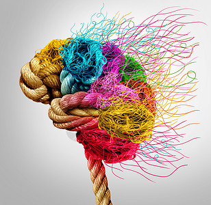 头脑风暴头脑风暴的心理符号,个创造的人类头脑,由绳子线三维插图风格图片
