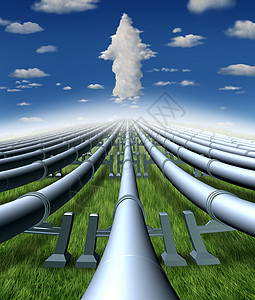 管道业务天然气航运石油行业的成功,管道导致云箭头与三维插图元素背景图片