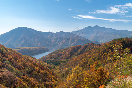 中川峡谷观景点祖马湖线福岛乌拉巴奈秋季日本图片