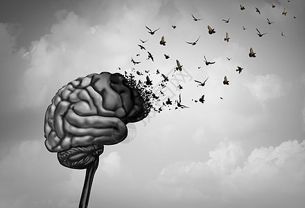 阿尔茨海默症脑损伤脑损伤认知功能丧失,由于痴呆阿尔茨海默病种神经学,心理健康的,个超现实的三维插图风格背景